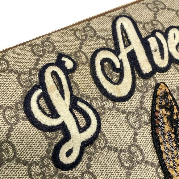 Gucci Clutch Bag GG Supreme 481416 Beige X Ebony X Dark Brown L'aveugle Par - Picture 10 of 15